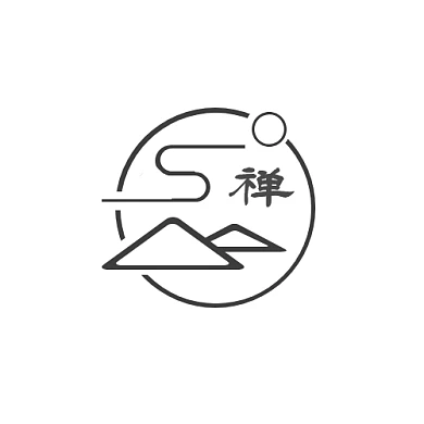纯色黑白禅意线条简约logo设计