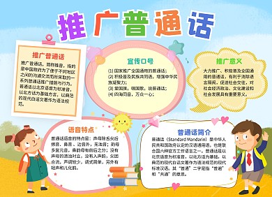 卡通风推广普通话小报手抄报
