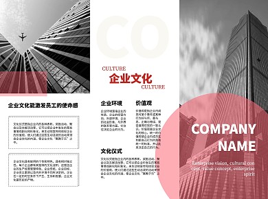 摄影风红黑几何企业简介宣传三折页