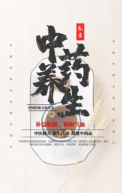 养生药材中药手机海报