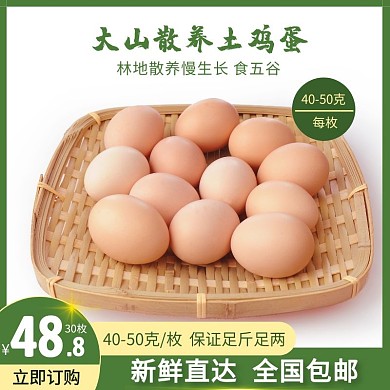 亮绿色简约食品土鸡蛋电商主图直通车