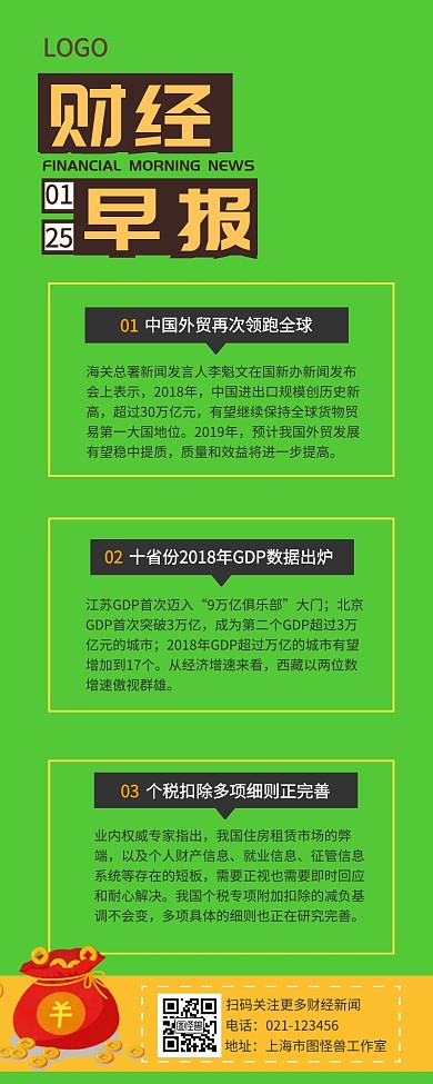 财经早报热点新闻营销长图