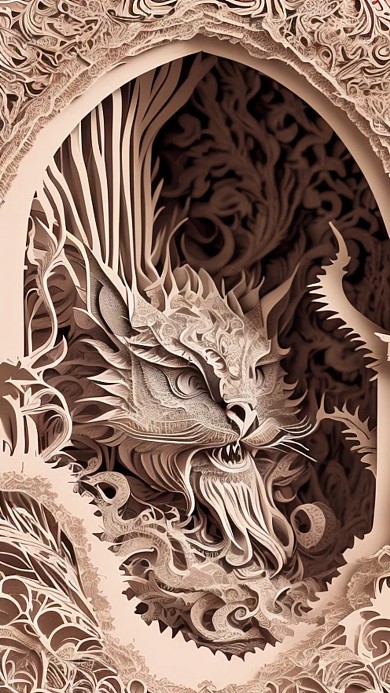 剪纸风建筑物艺术创意AI作品数字插画