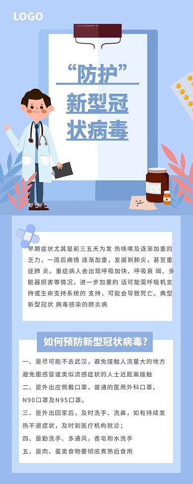 防护新型冠状病毒营销长图