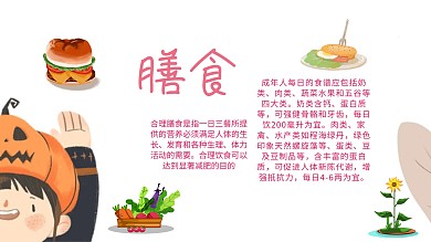 卡通创意大气扁平手抄报膳食海报