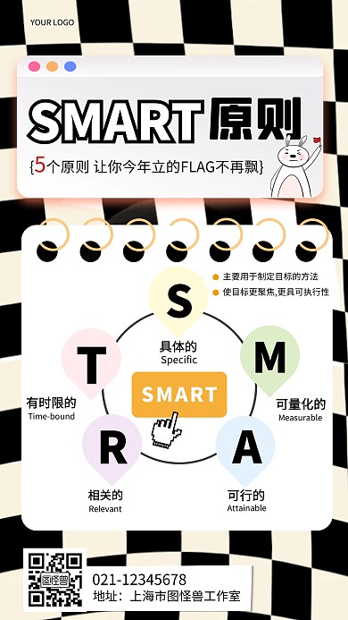 SMART原则模型科普用途手机海报