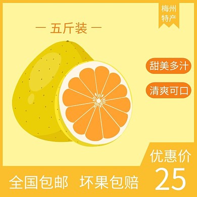 沙田柚黄色简约大气电商直通车