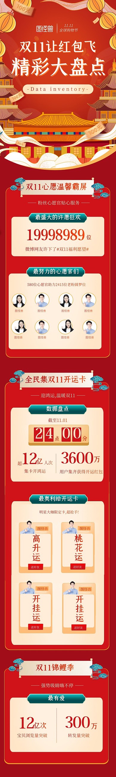双11粉丝红包红色中国风详情页