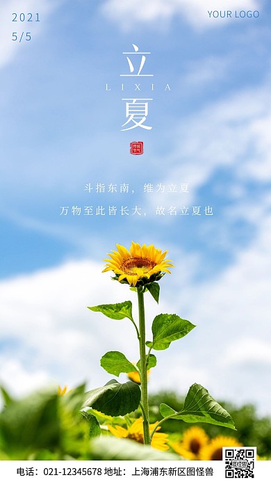 简约风立夏寓意科普节气摄影图海报