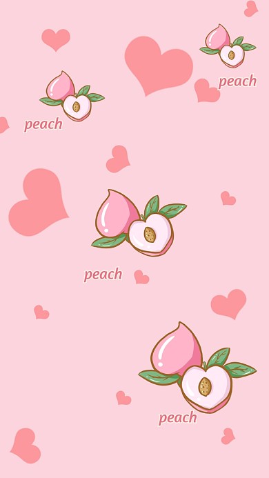 桃子摘桃卡通插画风格手机壁纸