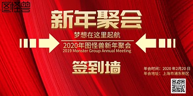 新年聚会签到墙海报