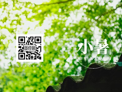 摄影清新风格小暑祝福横版配图关注二维码