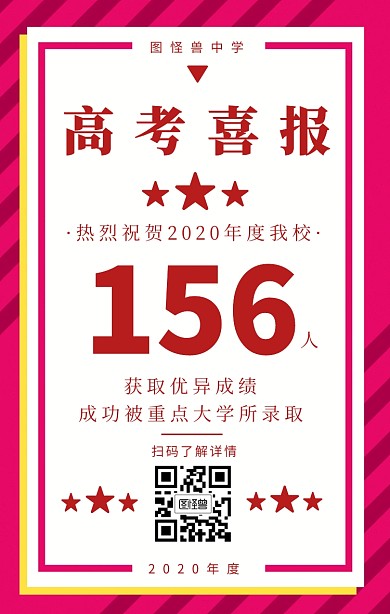 创意简约红色喜庆高考喜报宣传手机海报