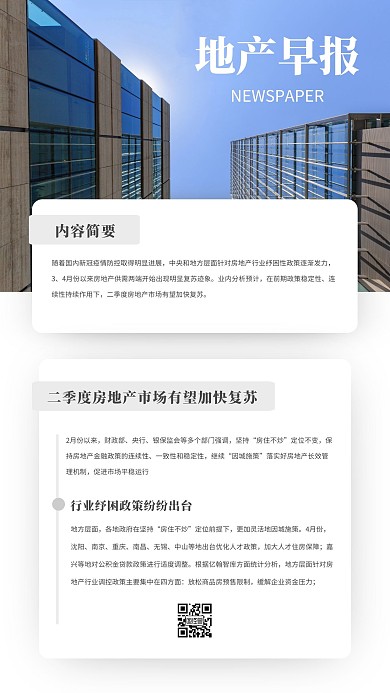 简约风地产早报手机海报