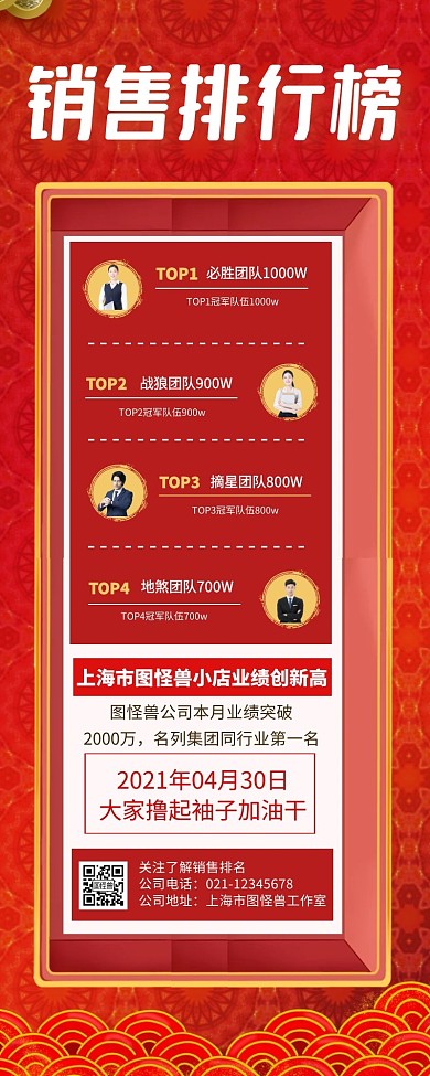 销售喜报排行榜表格长图海报