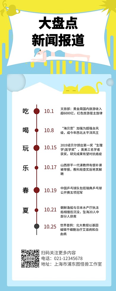 新闻报道大盘点简约创意营销长图