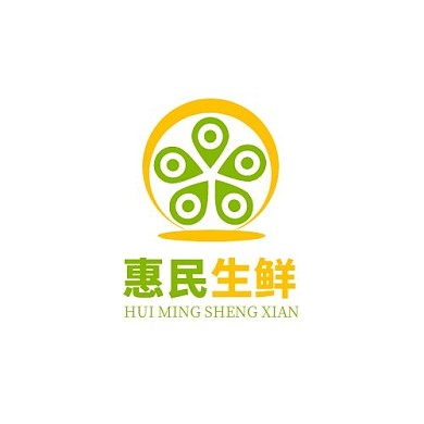 惠民生鲜圆形标志橙绿简约LOGO