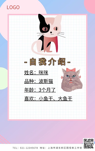 宠物简历猫咪手机海报
