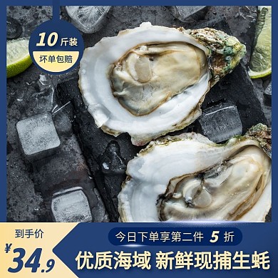 鲜捕生蚝简约大气蓝黄色主图直通车