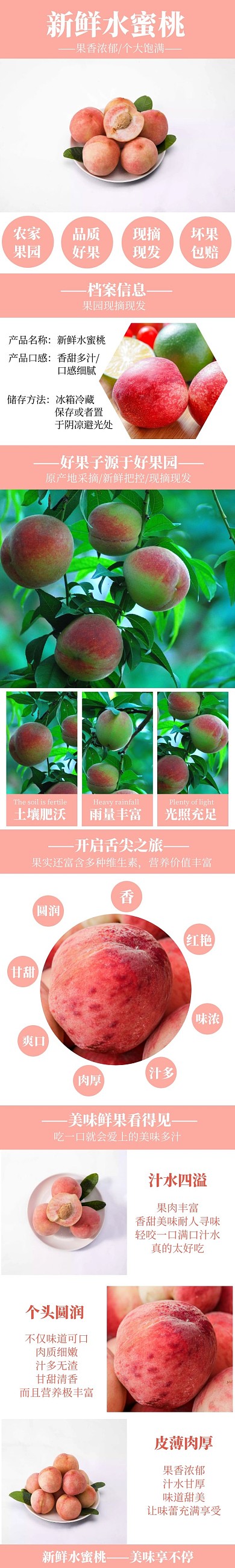 简约简洁水果桃子电商淘宝详情页