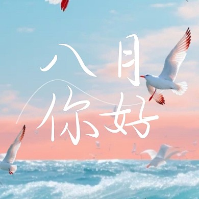 简约摄影风八月你好祝福问候公众号封面次图