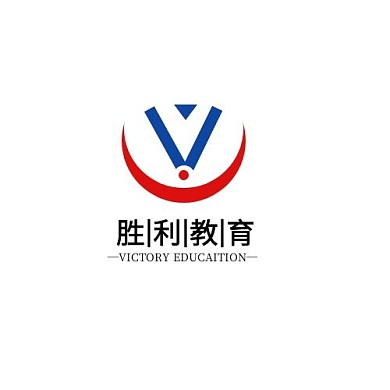 胜利教育弯月领口红蓝简约LOGO