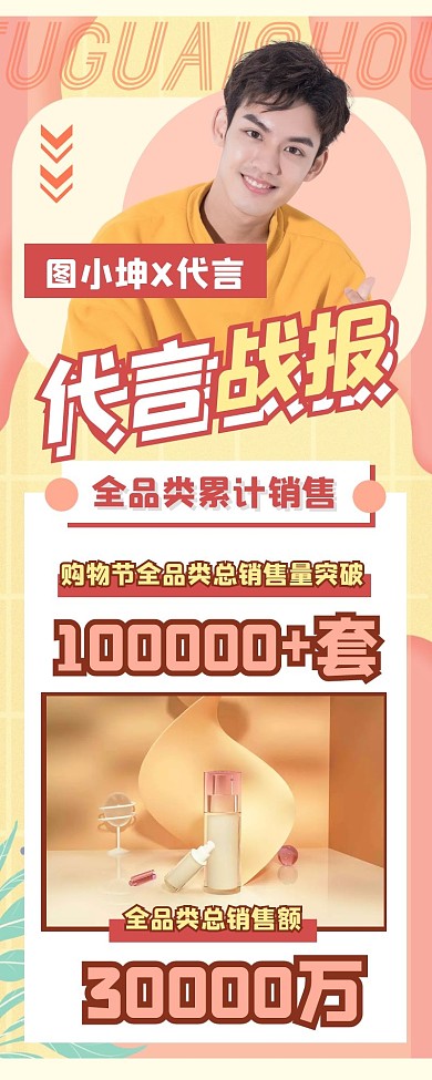 粉色明星爱豆代言战报应援长图海报