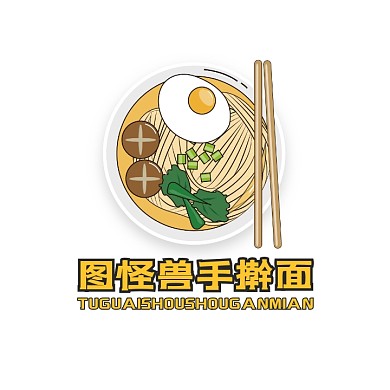 手擀面logo宣传推广大气美食