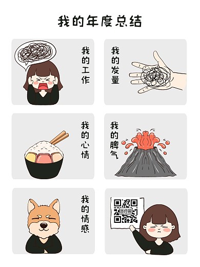 我的年度总结趣味白色卡通漫画海报