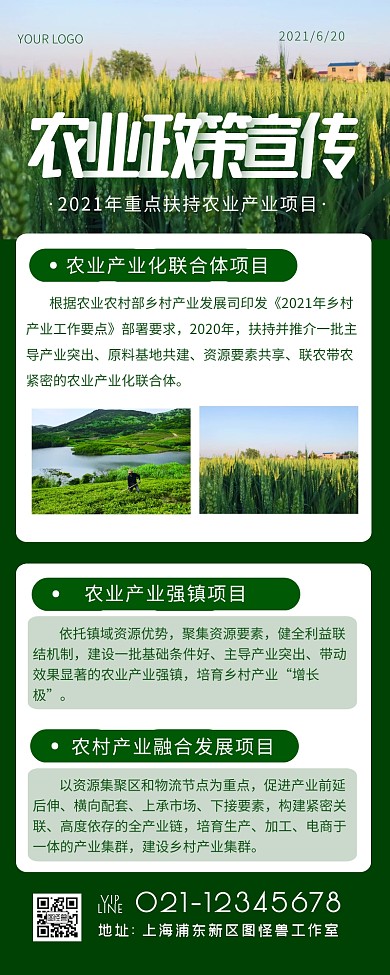 大气清新商务简约农业政策营销长图