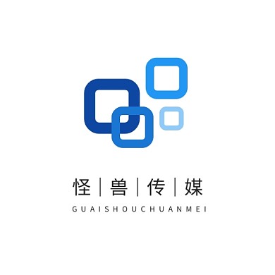 四个口logo设计简约蓝色传媒公司