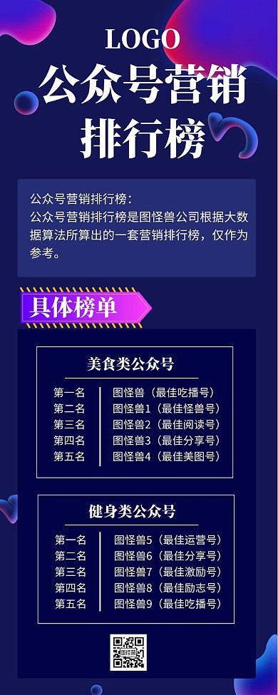 公众号榜单长图蓝色简约插画动漫简洁