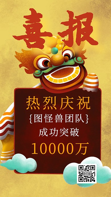 企业业绩喜报复古风手机海报