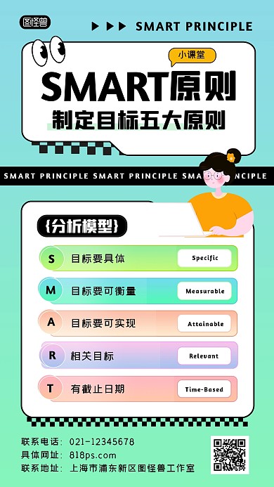 SMART原则模型科普模型创意手机海报
