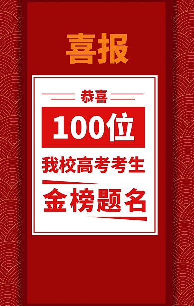 红色大气金榜题名喜报海报模板