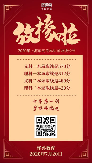 红色高考成绩放榜奖状喜报海报