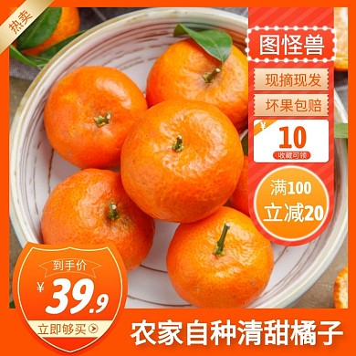 橘子橙色简约主图直通车