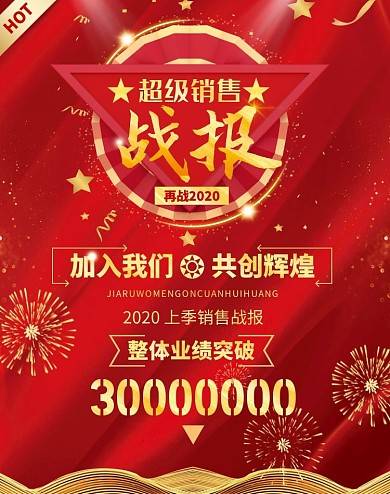 战报红色商务大气简约竖板海报
