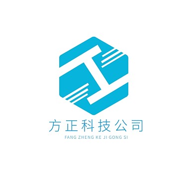 蓝色几何创意方正科技公司logo