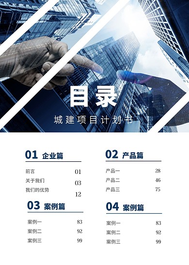 项目计划书目录页商务印刷