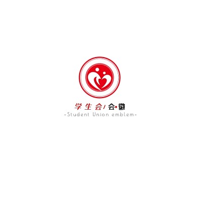 红色现代风格学生会会徽logo设计