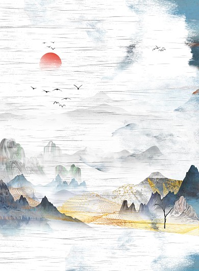 图怪兽原创元素新中式风格装饰画背景