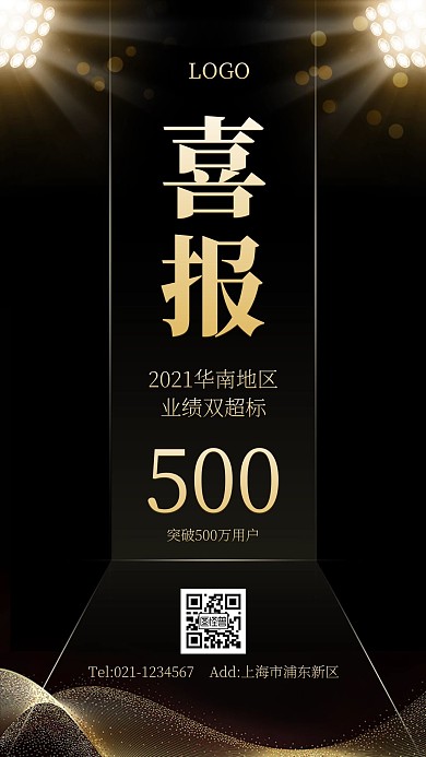 黑金风业绩双超标喜报手机海报