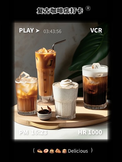 复古美食美味咖啡甜点PLOG模板