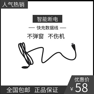 苹果数据线黑色简约大气电商直通车