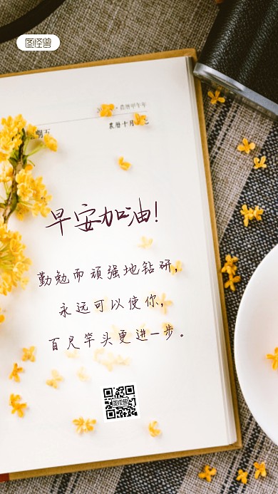 简约大气摄影风早安励志努力学习摄影图海报
