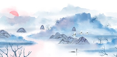 图怪兽原创元素水墨山水装饰画