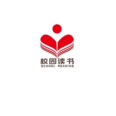 红色简约风格学校读书logo设计
