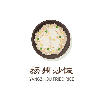扬州炒饭扁平插画风logo