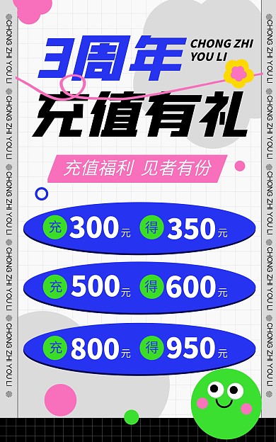 创意小程序店铺周年庆充值电商推广海报